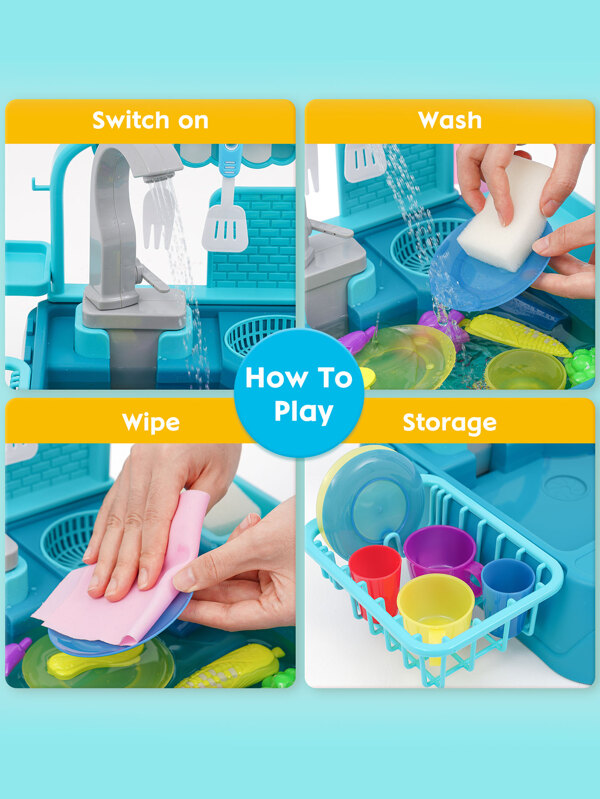 Ealing Pretend Play Kitchen Toys Children Dishwasher Playing Toy with