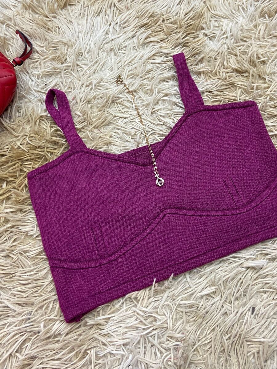 Women Knit Tops - 玫瑰紅 - 查看 1