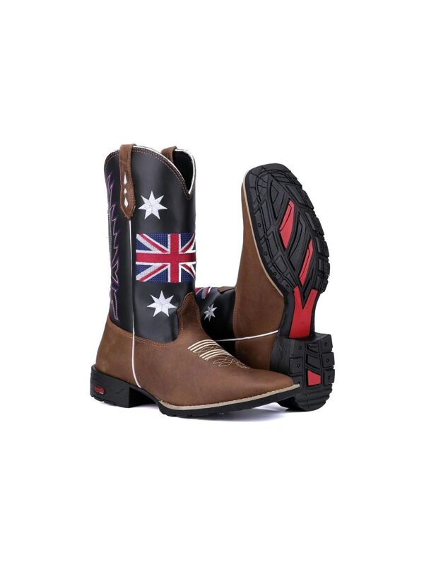 Festa Junina Bota Texana Masculina Bico Quadrado Cano Longo