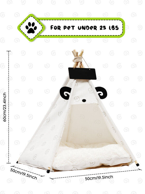 Ealing Pet Teepee with Cushion for Dogs and Cats Puppies House with Bed