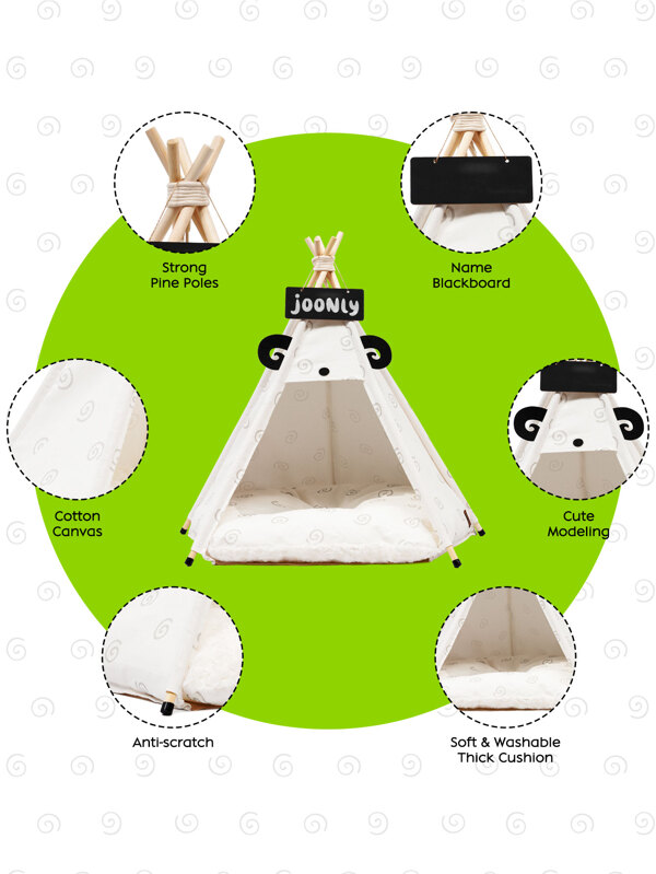 Ealing Pet Teepee with Cushion for Dogs and Cats Puppies House with Bed