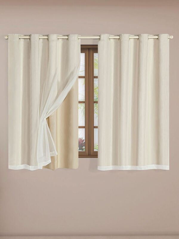 Cortina Blackout para Sala 2,00x1,40m PVC com Tecido Voil Liso DECORAÇÃO -M2