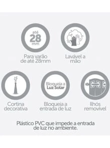 Cortina Blackout para Sala 2,00x1,40m PVC com Tecido Voil Liso DECORAÇÃO -M2