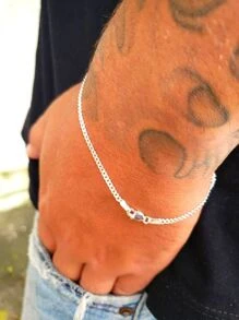 Pulseira Masculino Grumet Escama de Peixe 2 MM Prata 925 Legitima