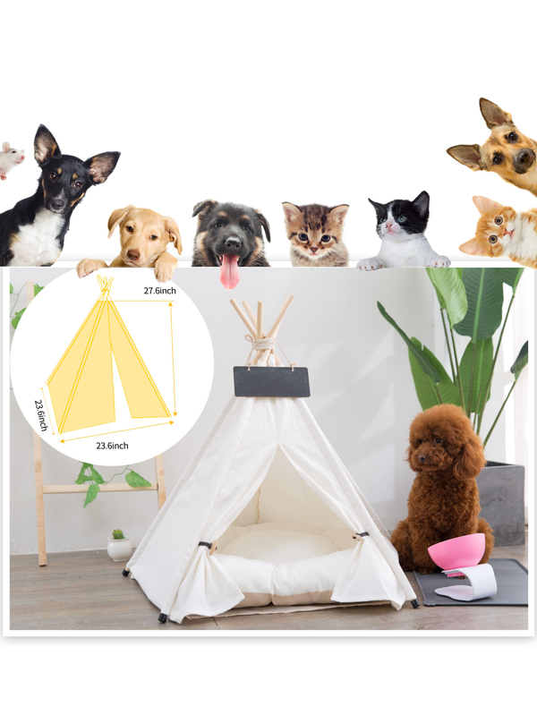 Ealing Pet Teepee with Cushion for Dogs and Cats Puppies House with Bed