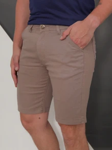 Men Denim Shorts - 鏽棕色 - 查看 4