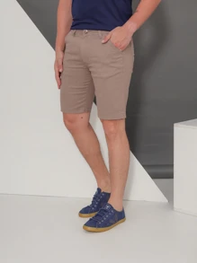 Men Denim Shorts - 鏽棕色 - 查看 3