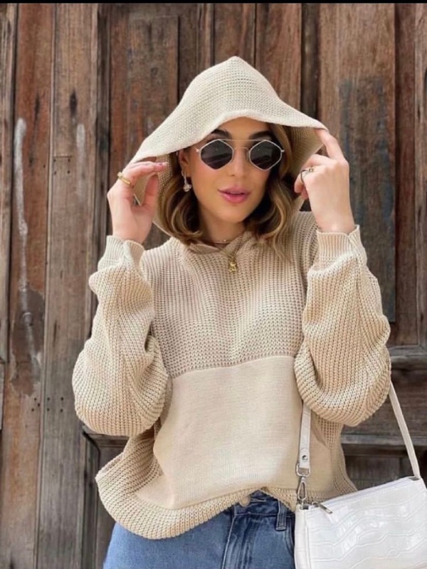 Blusa De Frio Trico Tricot COM Capuz