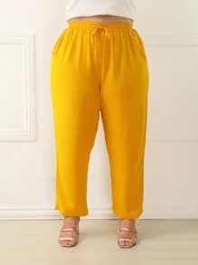 Plus Size Pants - Màu Mù tạt vàng - Xem 4