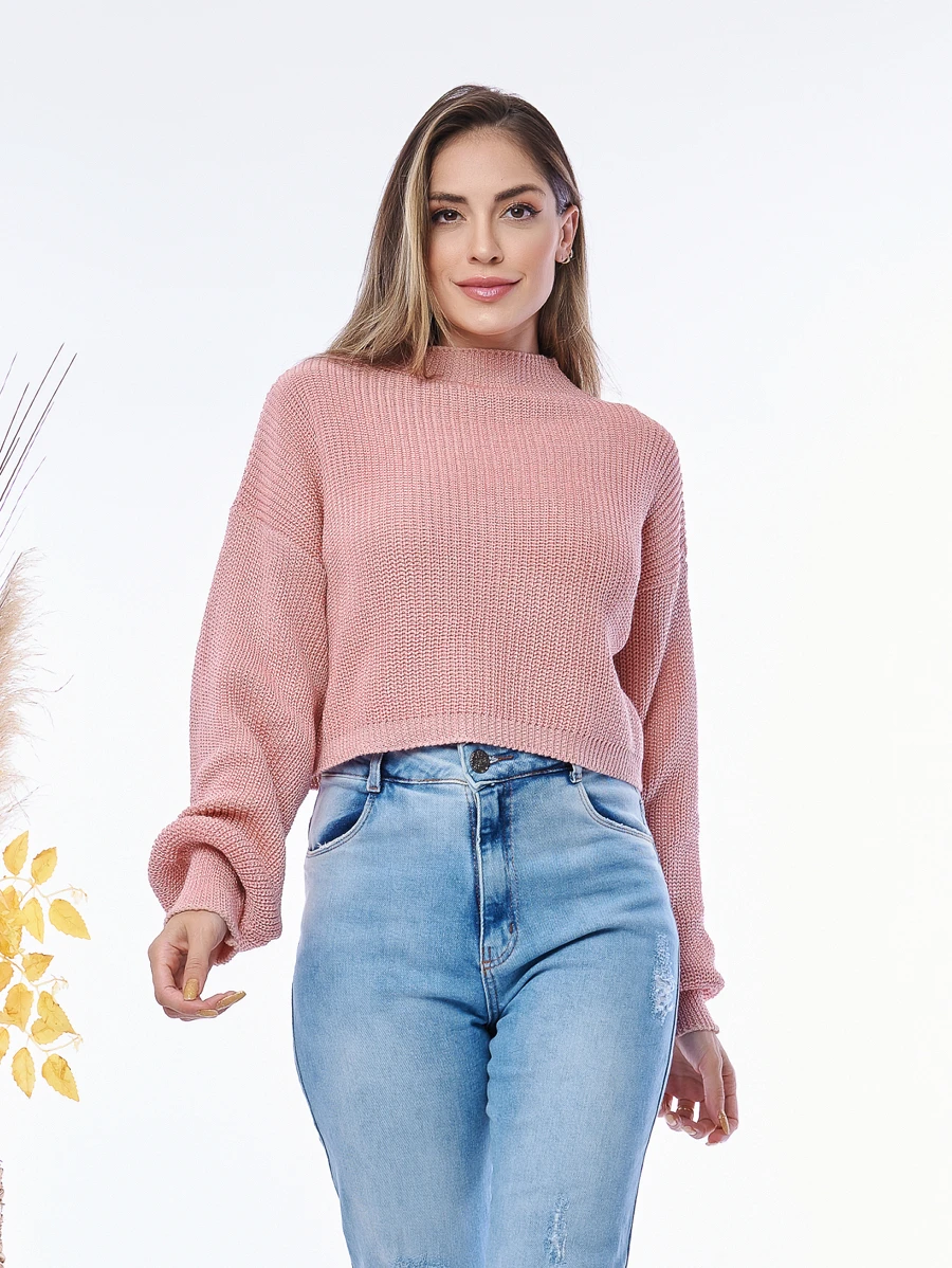 Women Knit Tops - Bụi hồng - Xem 1