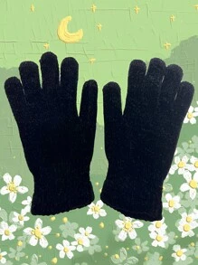Luvas De Chenile Lã Lisa Frio Adulto Basica Unisex