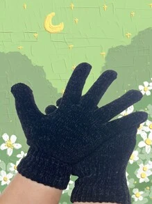 Luvas De Chenile Lã Lisa Frio Adulto Basica Unisex