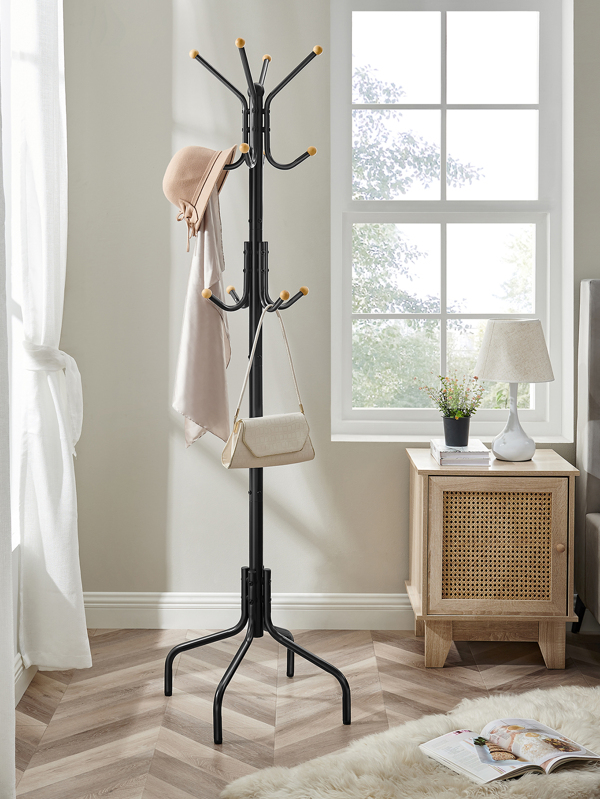 SONGMICS Coat Rack Freestanding, Metal Coat Rack Stand With 12 Hooks And 4 Legs, Coat Tree, Holds Clothes, Hats, And Bags, For Entryway, Living Room, Bedroom
