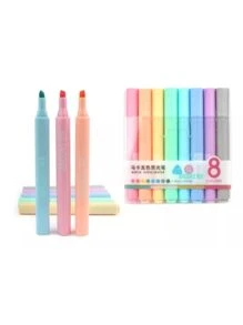Set 8 Marcatextos Pastel Triangulares Plumones Alta Calidad - Multicolor - Ver 1