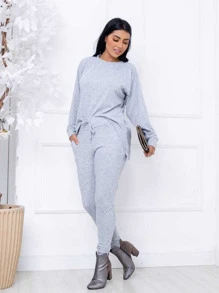 Women Two-piece Outfits - Light Grey - View 3