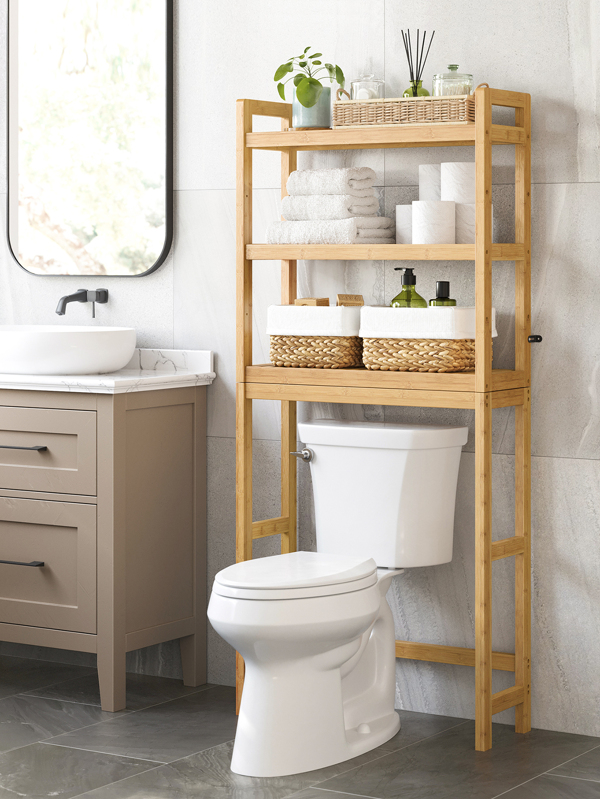 SONGMICS Over The Toilet Storage, 3Tier Bamboo Over Toilet Bathroom