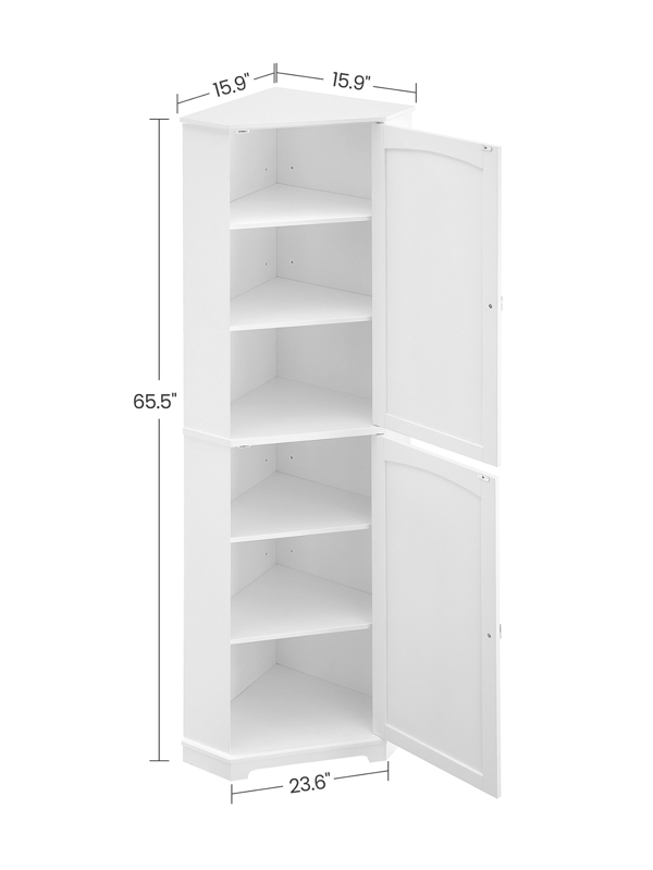 VASAGLE Tall Corner Bathroom Storage with 2 Doors and 4 Adjustable Shelves, for