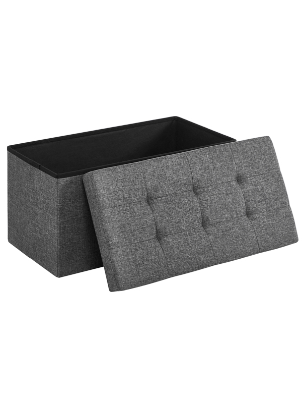 SONGMICS 30 Inches Folding Storage Ottoman Bench, Storage Chest, Foot Rest Stool, Dark Gray,Black,Beige,Dark Blue,Light Taupe,Light Gray