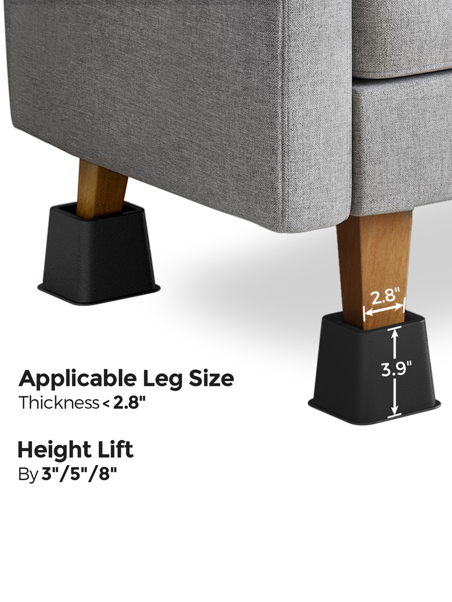 SONGMICS Bed Risers, 4Pack Furniture Risers, Heavy Duty Bed Lifts in