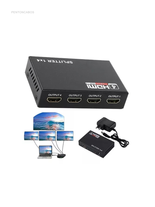 Splitter Divisor  Full Hd 1080p 4 Saída 1 Entrada
