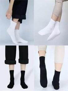 6Pares Calcetas para diabetico, sin compresión ni borde elástico en la parte superior - Blanco y Negro - Ver 2