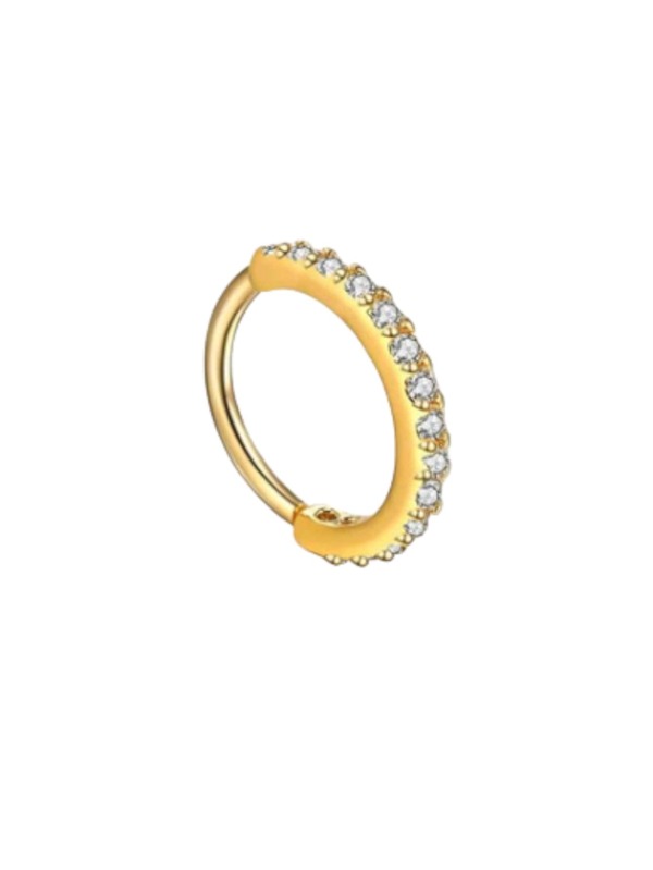 Piercing Argola Cravejada Com Pedras De Zirconia Para Nariz, Tragus ou Cartilagem
