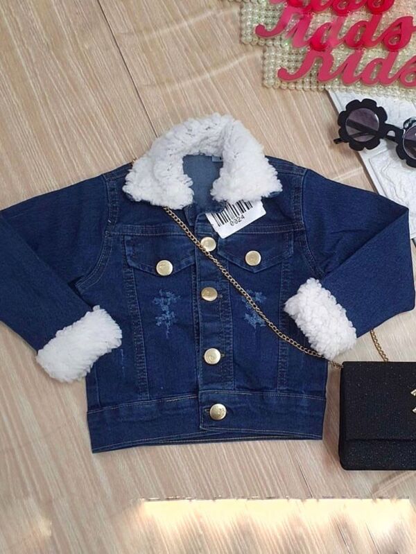 Jaqueta jeans infantil com pelinho
