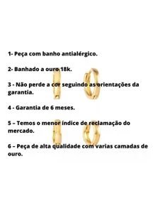 Kit De Brinco Duplo Com 2 Argolas 1 e 2 Furos Banhada Ouro - Dourado - Visão 4