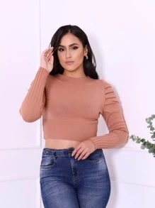 TIANBAOLAI Femenina blusa modal tricot toops blusinha camiseta lisa maga longe