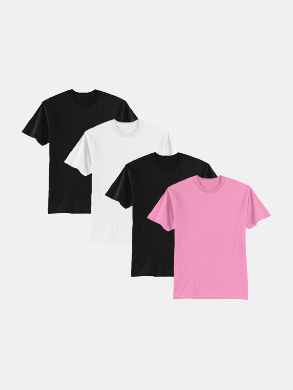 Kit 4 Camisetas Manga Curta Lisa 100% Algodão Básica