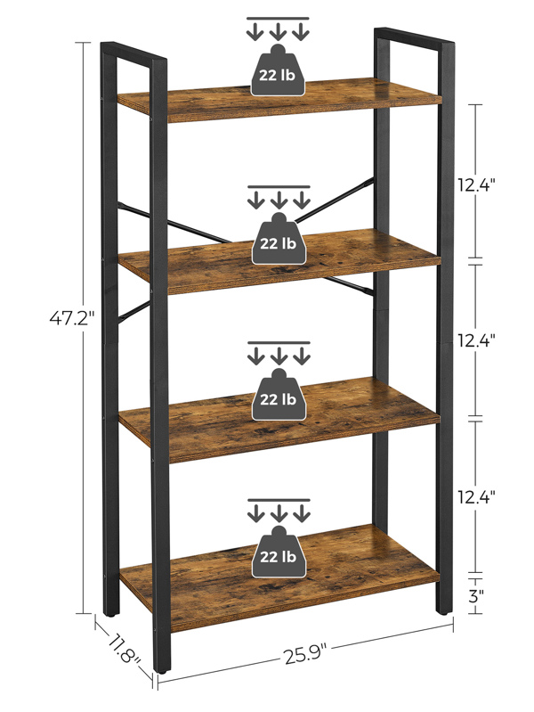 VASAGLE Bookshelf, 4Tier Shelving Unit, Bookcase, Book Shelf SHEIN USA
