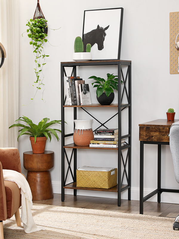 VASAGLE Bookshelf, Kitchen Shelf, Ladder Rack with 4 Open Shelves