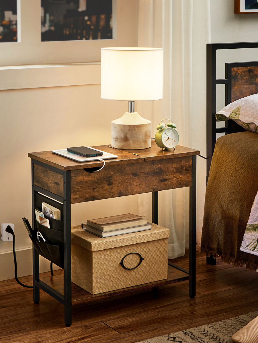 VASAGLE Side Tables with Storage, Set of 2 End Tables with USB Ports