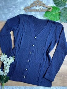 Plus Size Cardigans - สีน้ำเงิน - ดู 1