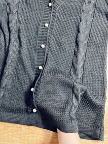 Plus Size Cardigans - สีดำ - ดู 4