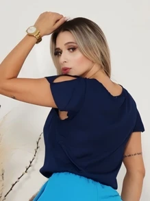 Blusa feminina bata soltinha com renda babado na manga
