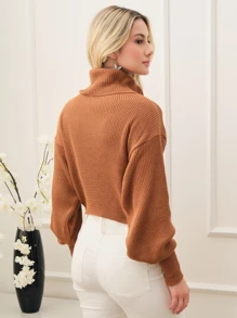 Women Sweaters - 棕色 - 查看 2