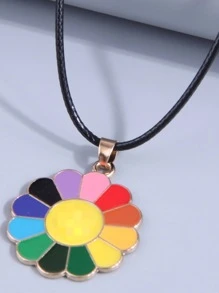 Collar Con dije diseño de flor sonriente - Multicolor - Ver 2