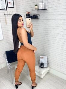 Women Pants - Camel - View 2