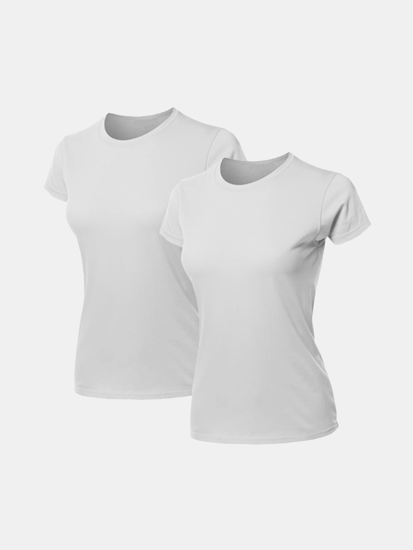 Kit 2 Blusas Feminina Tshirt Algodão Camiseta Baby Look Slim Fit Gola Redonda Básica