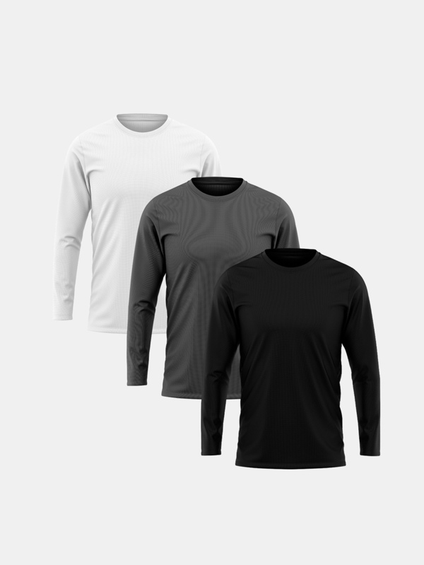 Kit 3 Camisetas Manga Longa Algodão Premium