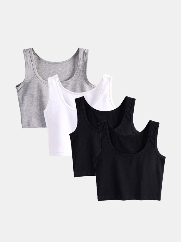 Kit 4 Blusas Cropped  Feminina Tshirt Regata
