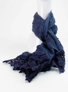 Blue Print Scarf - 藍色 - 查看 3