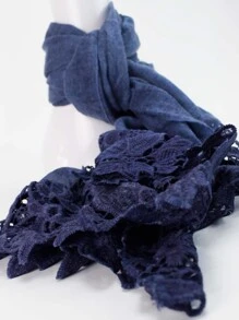 Blue Print Scarf - 藍色 - 查看 2