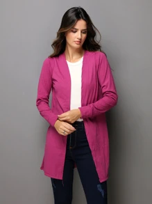 Women Cardigans - Red Violet - View 1