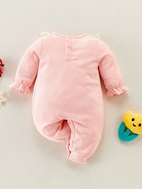 hibobi Baby Girl Sweet Solid Ruffle Mono de manga larga Moda de Mujer