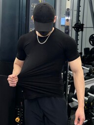 Camiseta Masculina Lisa Manga Curta Com Elastano Malha Visco Lycra Estilo Casual Premium Primavera Verão