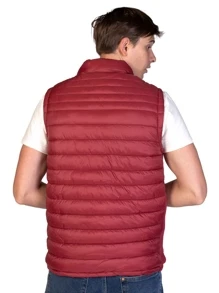 Vest For Men Quilted Lightweight Repellent Casual Basic - Red - View 2