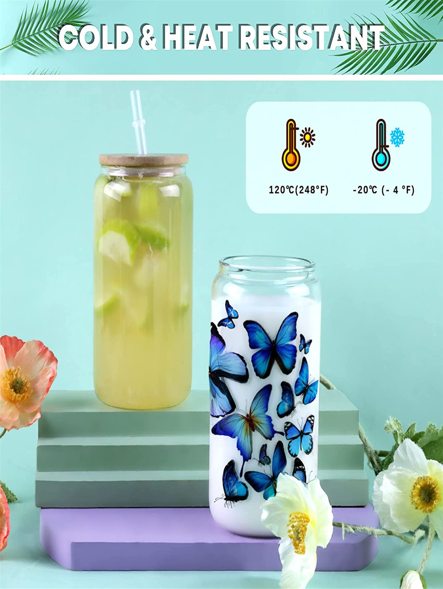 Htvront sublimation glass blanks with bamboo lid 16oz clear