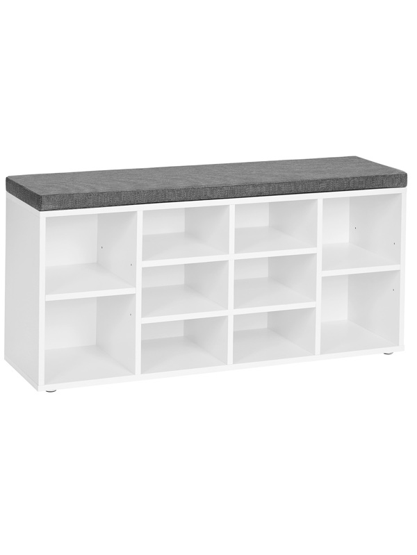 VASAGLE Shoe Bench, Storage Bench, Shoe Rack Bench, Shoe Shelf, Storage with Cushion